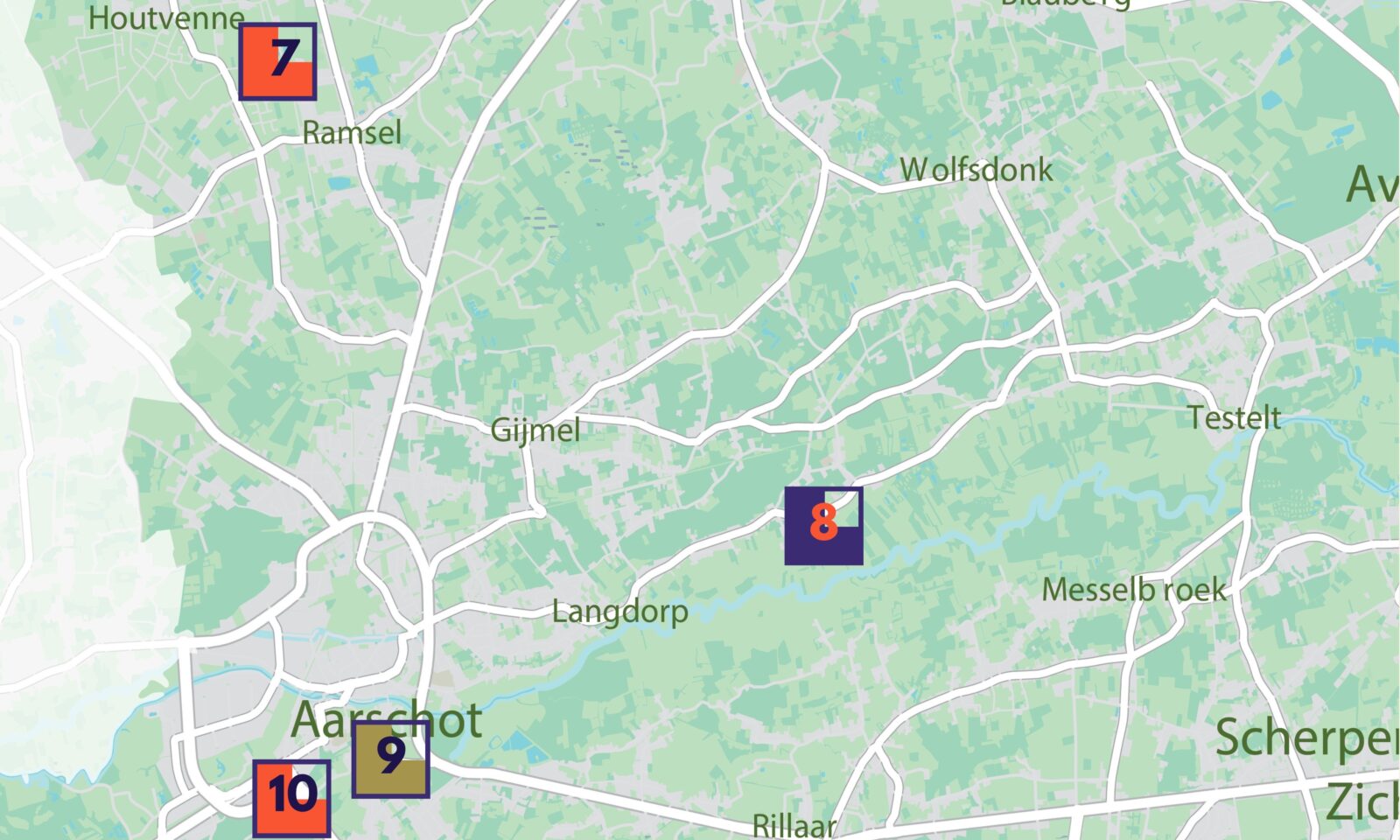 Kaart met modernistische huizen